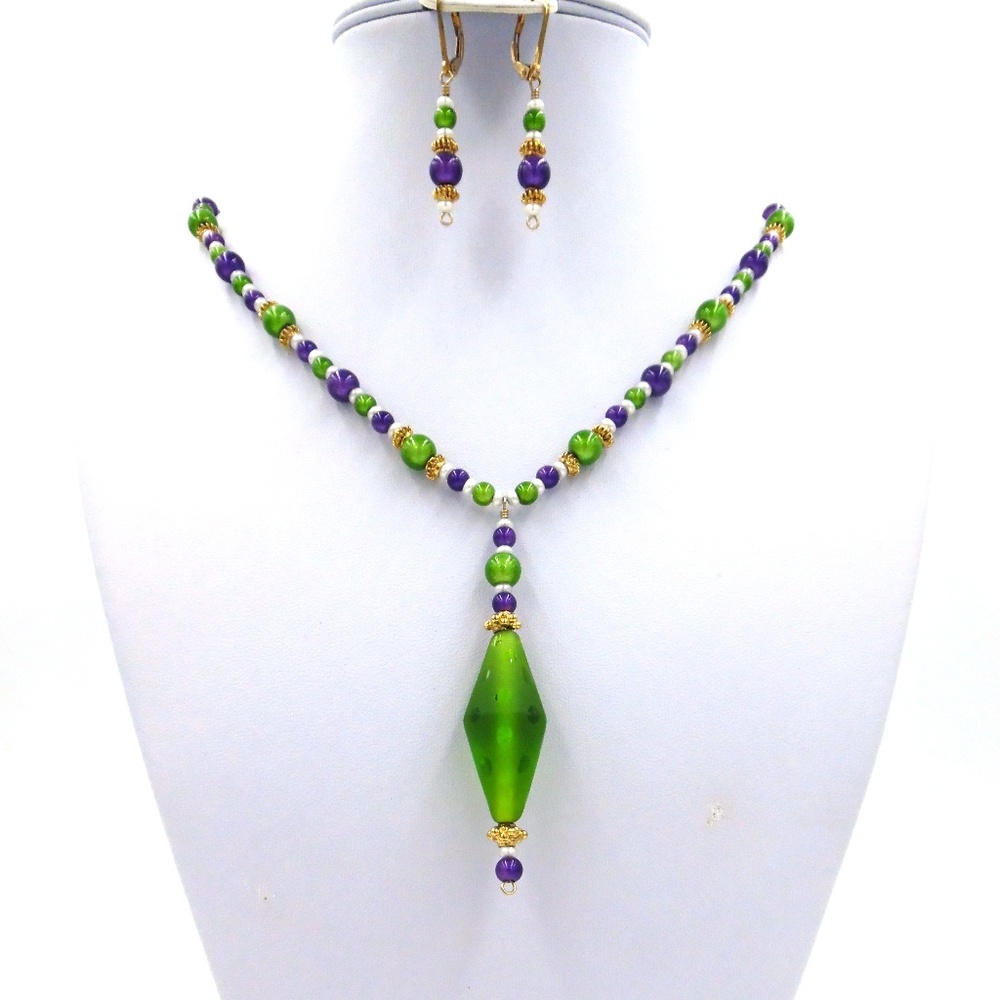 Green Shadow Dot Glass Set